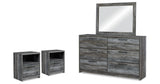 Baystorm Gray Dresser, Mirror and 2 Nightstands from Ashley Furniture - Luna Furniture