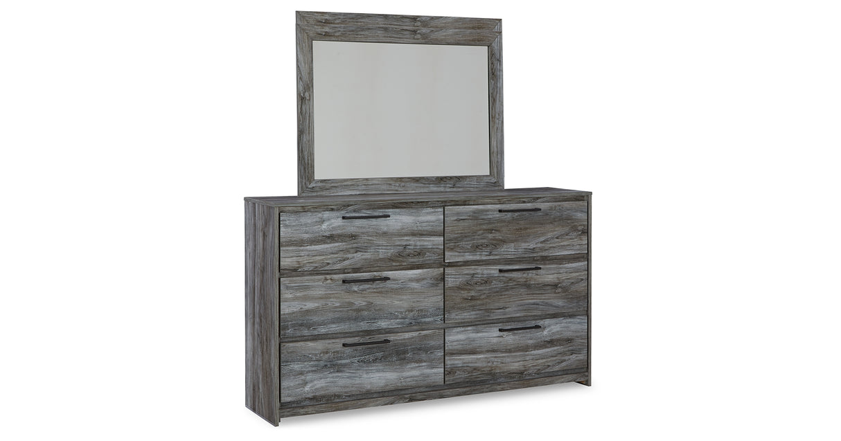 Baystorm Full Panel Headboard with Mirrored Dresser and Nightstand in Gray from Ashley Furniture - Luna Furniture