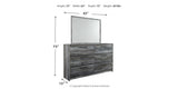 Baystorm Twin Panel Headboard with Mirrored Dresser and Nightstand in Gray from Ashley Furniture - Luna Furniture