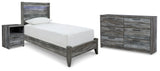 Baystorm Gray Twin Panel Bed, Dresser and Nightstand from Ashley Furniture - Luna Furniture
