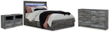 Baystorm Gray Queen Panel Bed with Storage, Dresser and 2 Nightstands