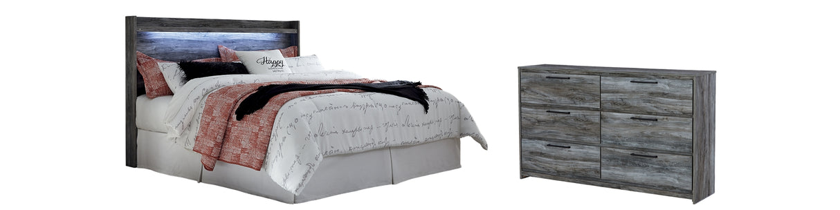 Baystorm King Panel Headboard Bed with Dresser in Gray from Ashley Furniture - Luna Furniture