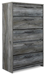Baystorm Gray King Panel Bed, Dresser, Mirror, Chest and Nightstand
