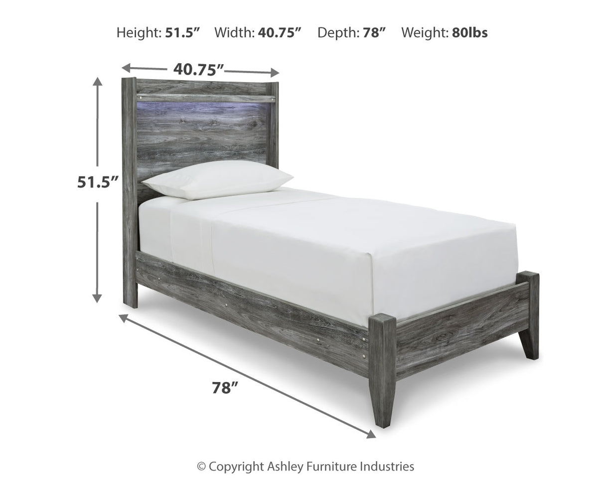 Baystorm Gray Twin Panel Bed, Dresser, Mirror and Nightstand from Ashley Furniture - Luna Furniture
