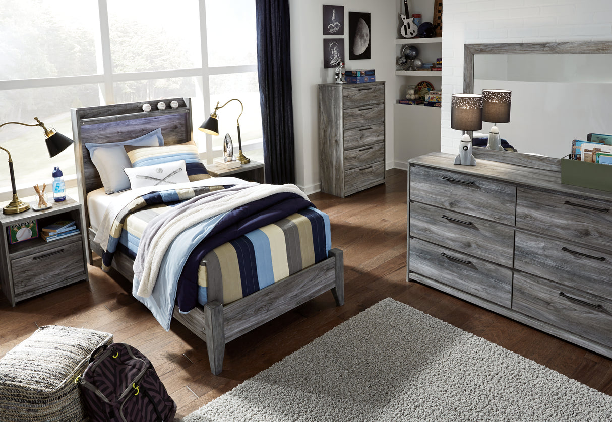 Baystorm Gray Twin LED Panel Bed from Ashley Furniture - Luna Furniture