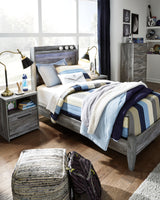 Baystorm Gray Twin LED Panel Bed from Ashley Furniture - Luna Furniture