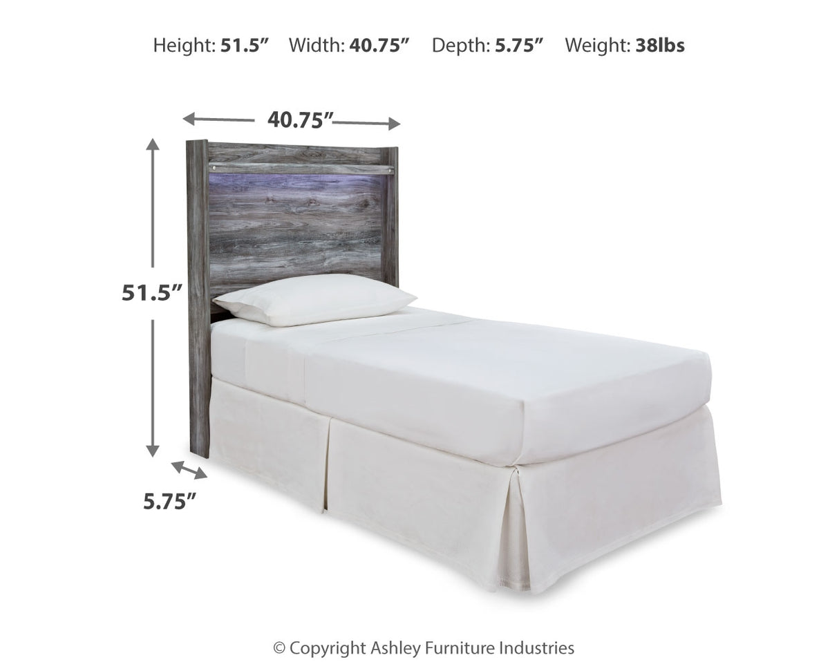 Baystorm Twin Panel Headboard with Mirrored Dresser and Nightstand in Gray from Ashley Furniture - Luna Furniture