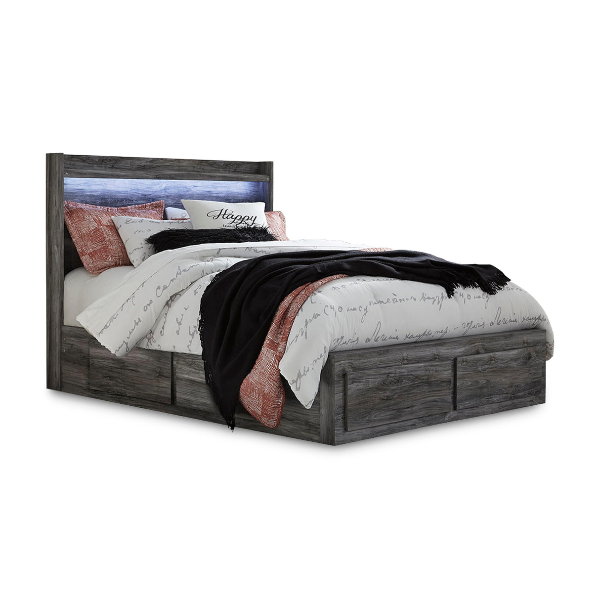 Baystorm Gray Queen Panel Bed with Storage, Dresser and 2 Nightstands