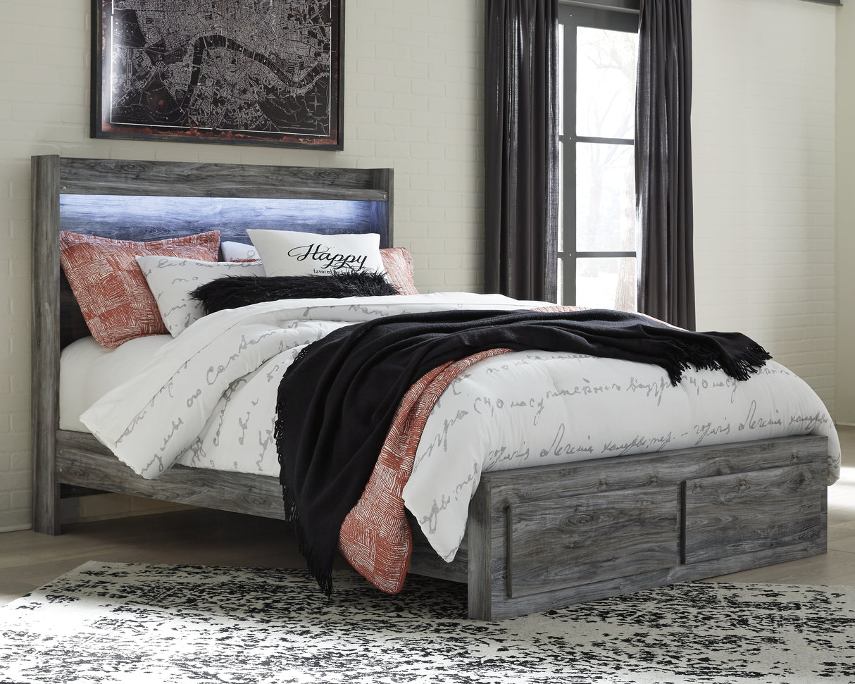 Baystorm Gray Queen Panel Storage Bed with Mirrored Dresser and Nightstand from Ashley - Luna Furniture