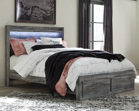 Baystorm Gray Queen Panel Storage Bed with Mirrored Dresser and Nightstand from Ashley Furniture - Luna Furniture