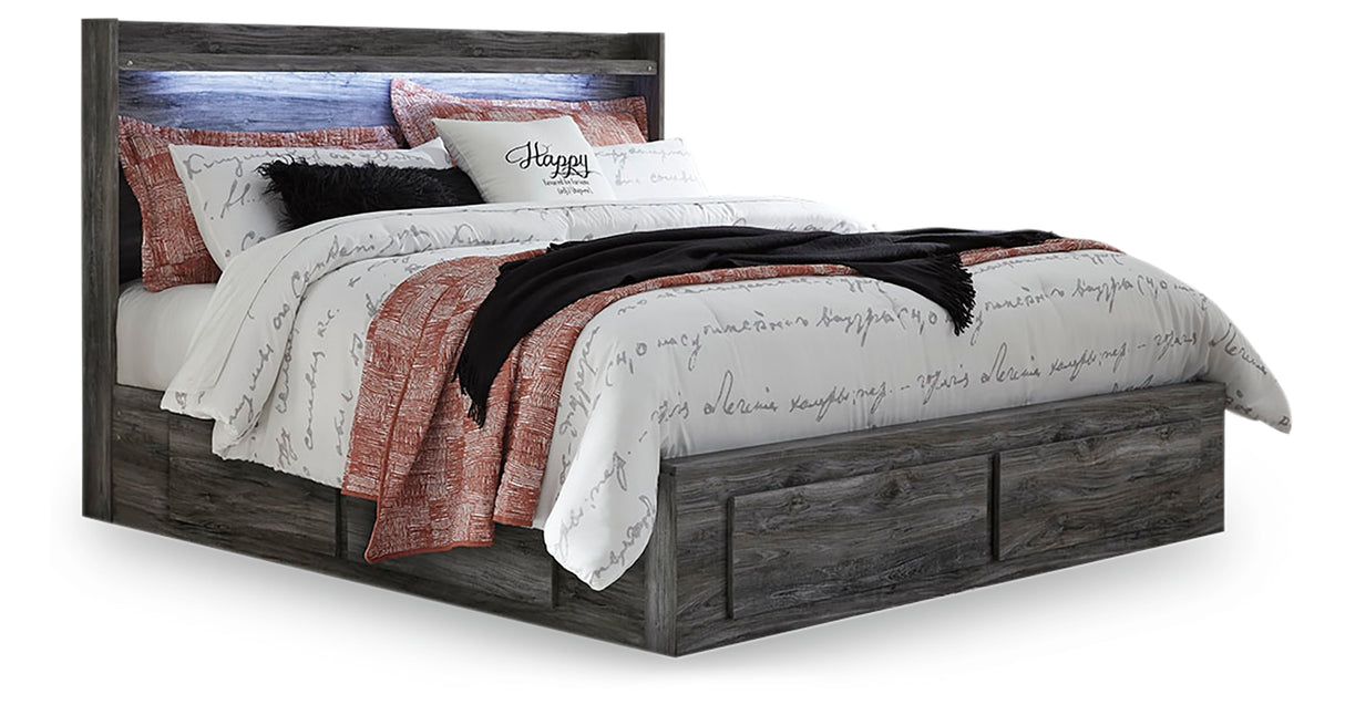Baystorm Gray King LED Storage Platform Bed with 6 Drawers from Ashley Furniture - Luna Furniture
