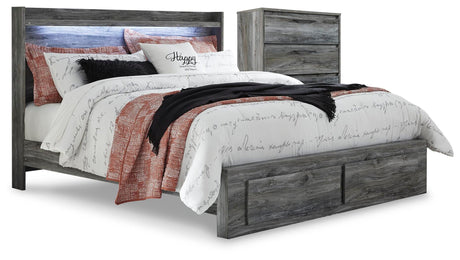 Baystorm King Panel Bed with 2 Storage Drawers and Chest in Gray from Ashley - Luna Furniture