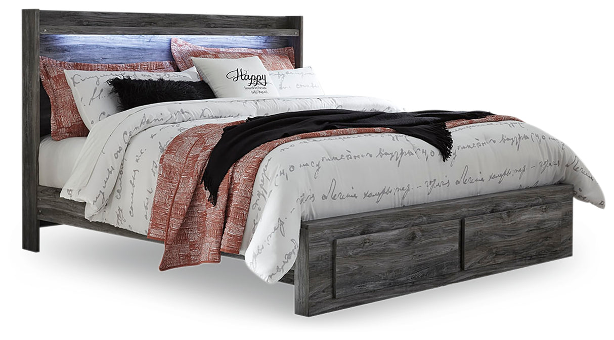 Baystorm Gray King LED Storage Platform Bed from Ashley Furniture - Luna Furniture
