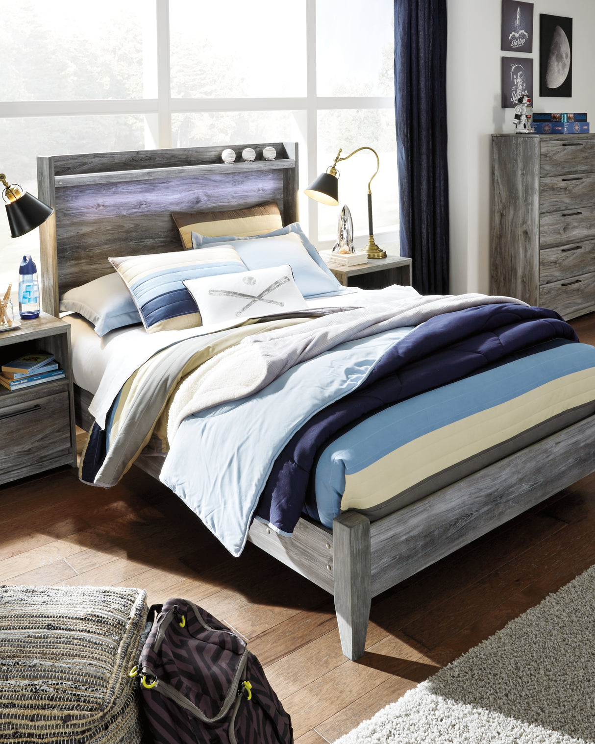 Baystorm Gray Full LED Panel Bed from Ashley Furniture - Luna Furniture