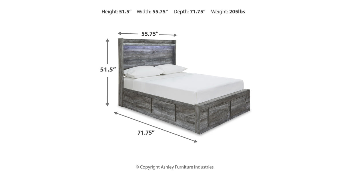 Baystorm Gray Full LED Storage Platform Bed with 4 Drawers from Ashley Furniture - Luna Furniture