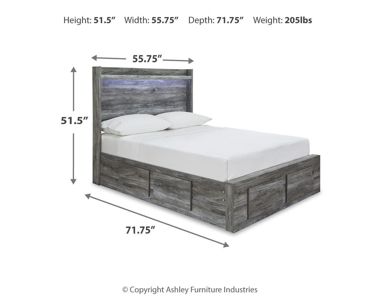 Baystorm Gray Full LED Storage Platform Bed with 4 Drawers from Ashley Furniture - Luna Furniture