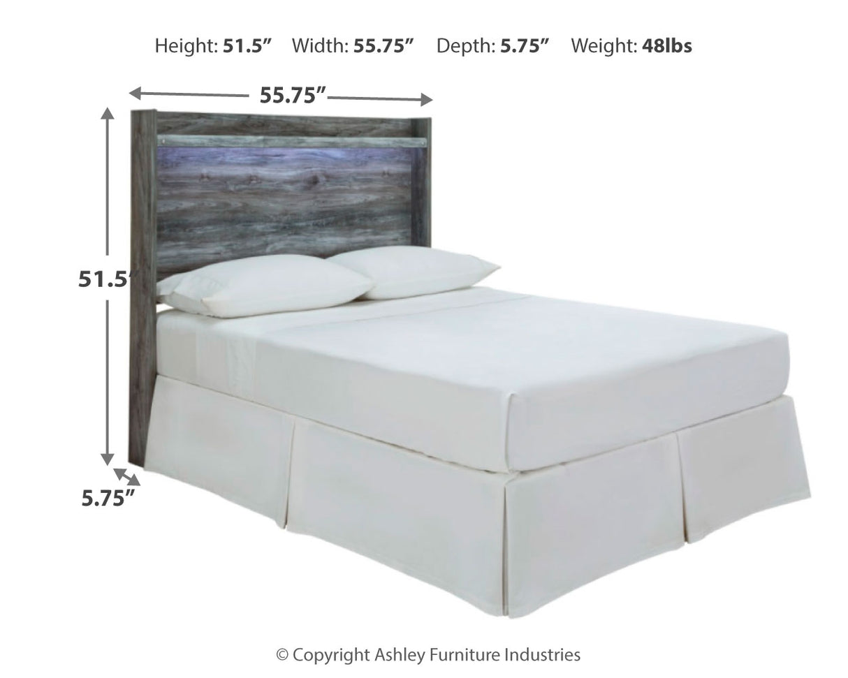 Baystorm Full Panel Headboard with Mirrored Dresser and Nightstand in Gray from Ashley - Luna Furniture