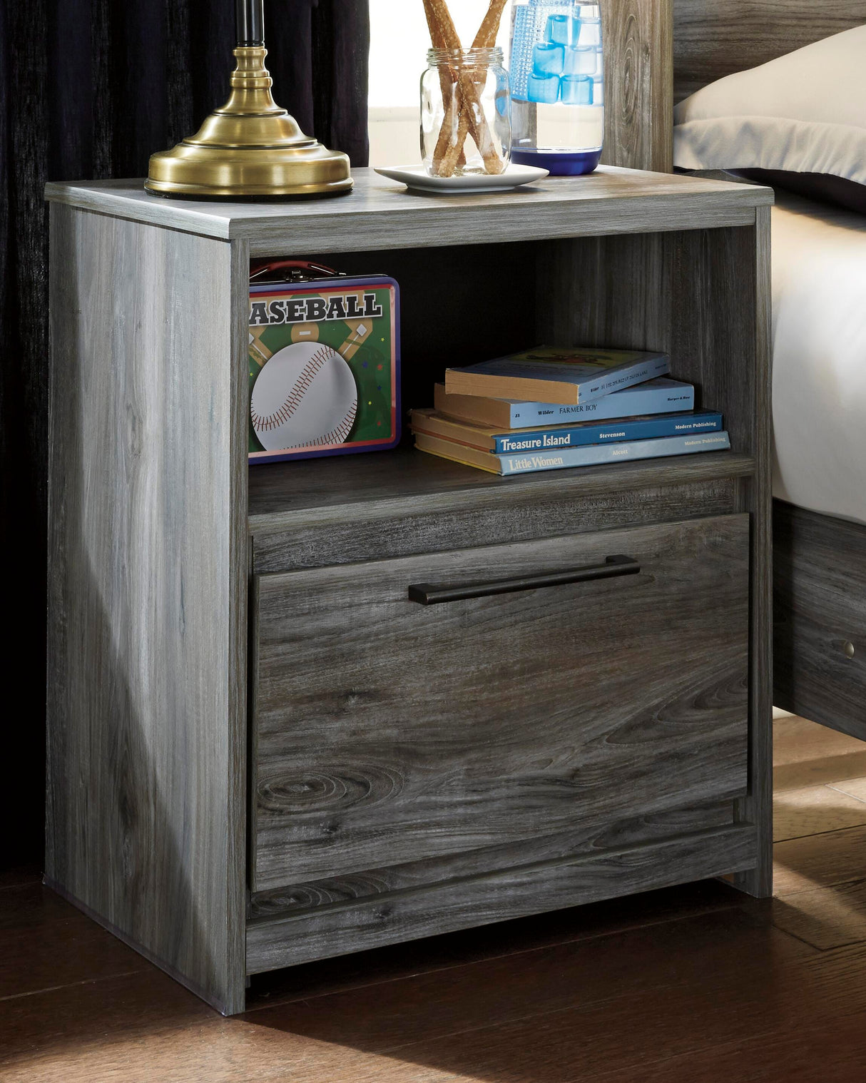 Baystorm Gray Nightstand from Ashley Furniture - Luna Furniture