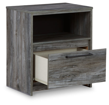 Baystorm Full Panel Headboard with Mirrored Dresser and Nightstand in Gray from Ashley - Luna Furniture