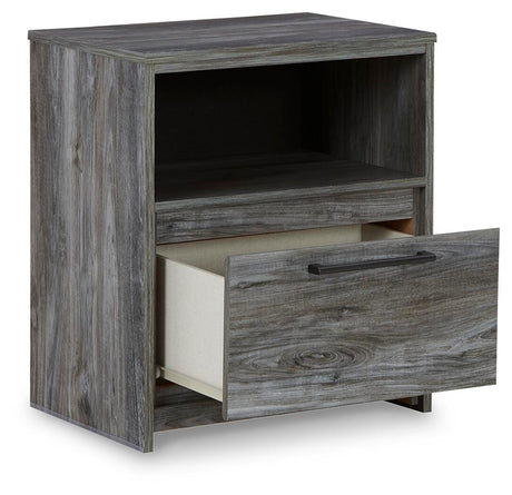 Baystorm Full Panel Headboard with Mirrored Dresser and Nightstand in Gray from Ashley - Luna Furniture