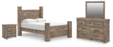 Rusticott Brown Queen Poster Bed, Dresser, Mirror and Nightstand from Ashley - Luna Furniture