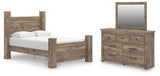 Rusticott Brown Queen Poster Bed, Dresser and Mirror from Ashley Furniture - Luna Furniture