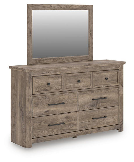 Rusticott Brown Queen Poster Bed, Dresser, Mirror and Nightstand from Ashley - Luna Furniture