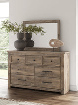 Rusticott Brown Queen Poster Bed, Dresser, Mirror and Nightstand from Ashley - Luna Furniture