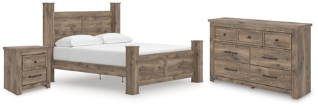 Rusticott Brown King Poster Bed, Dresser and Nightstand from Ashley - Luna Furniture