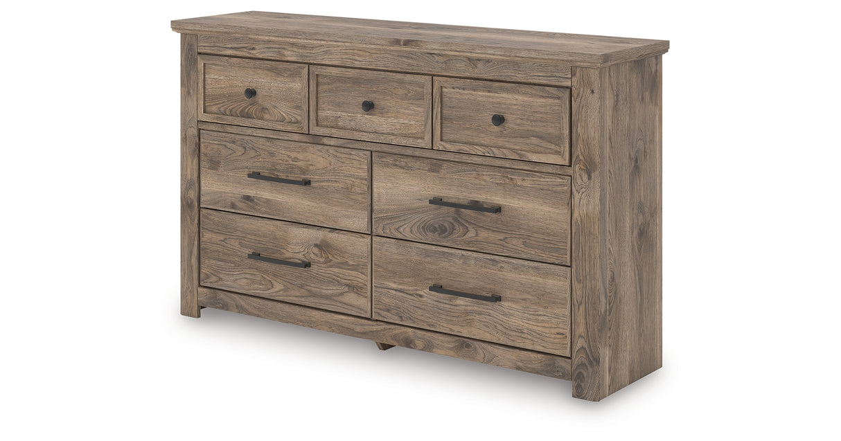 Rusticott Queen Panel Bed with Dresser and Nightstand in Brown from Ashley Furniture - Luna Furniture