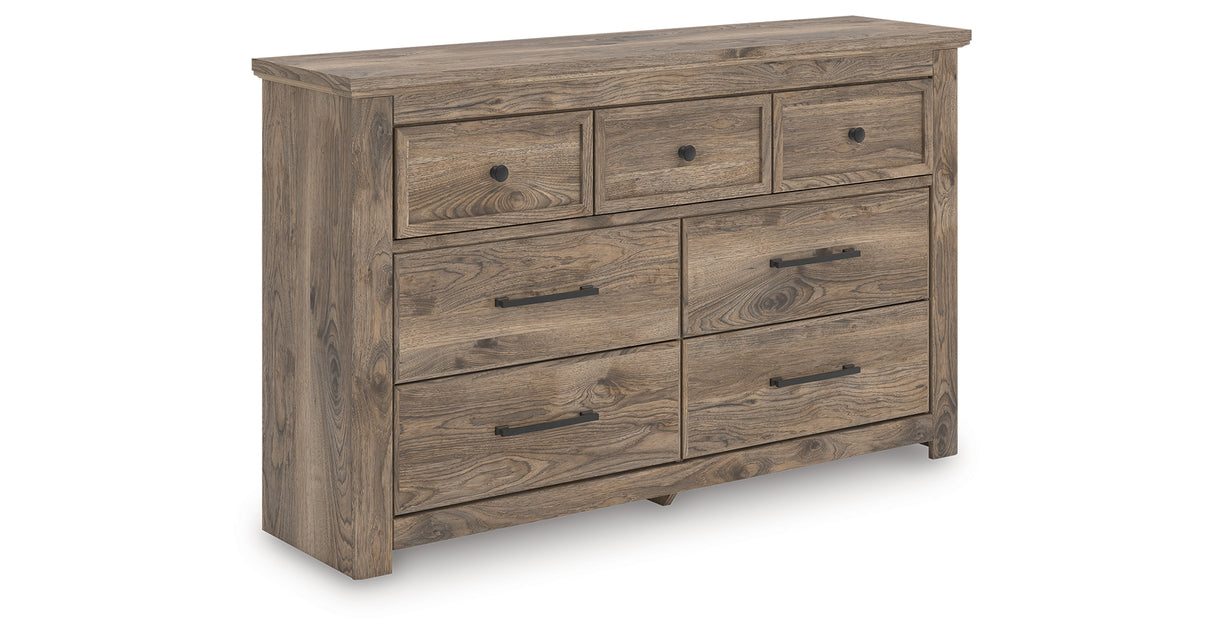 Rusticott Queen Panel Bed with Dresser and Nightstand in Brown from Ashley Furniture - Luna Furniture