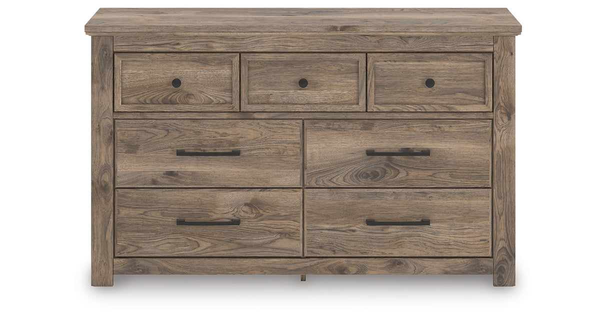 Rusticott Queen Panel Bed with Dresser and Chest in Brown from Ashley Furniture - Luna Furniture