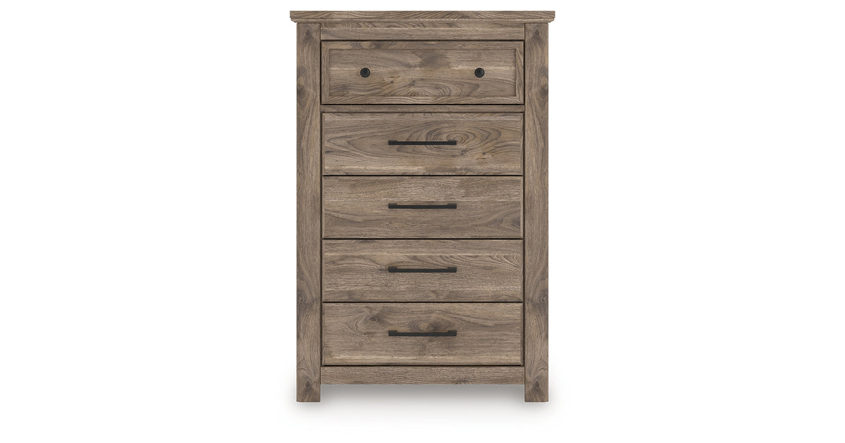 Rusticott Queen Panel Bed with Dresser and Chest in Brown from Ashley Furniture - Luna Furniture