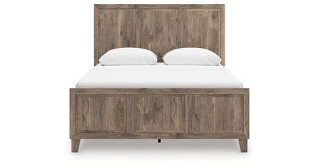 Rusticott Queen Panel Bed with Mirrored Dresser in Brown from Ashley - Luna Furniture