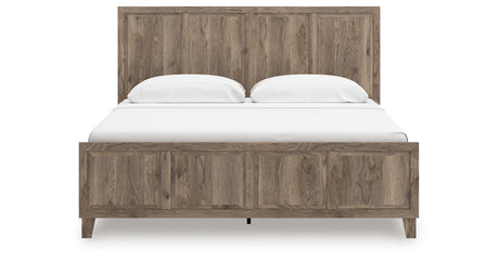 Rusticott King Panel Bed with Mirrored Dresser and Nightstand in Brown from Ashley - Luna Furniture