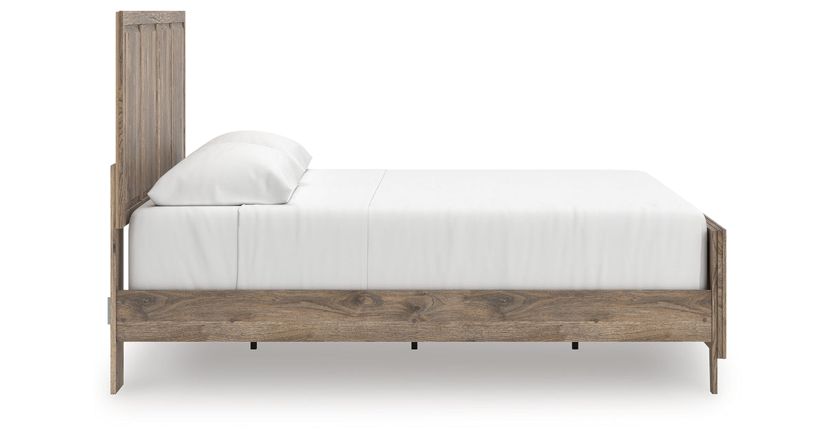 Rusticott King Panel Bed with Mirrored Dresser and Nightstand in Brown from Ashley Furniture - Luna Furniture