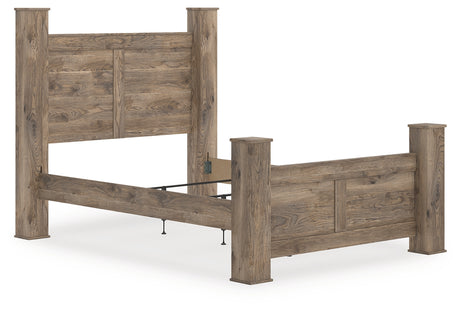 Rusticott Brown Queen Poster Bed, Dresser and Nightstand from Ashley - Luna Furniture