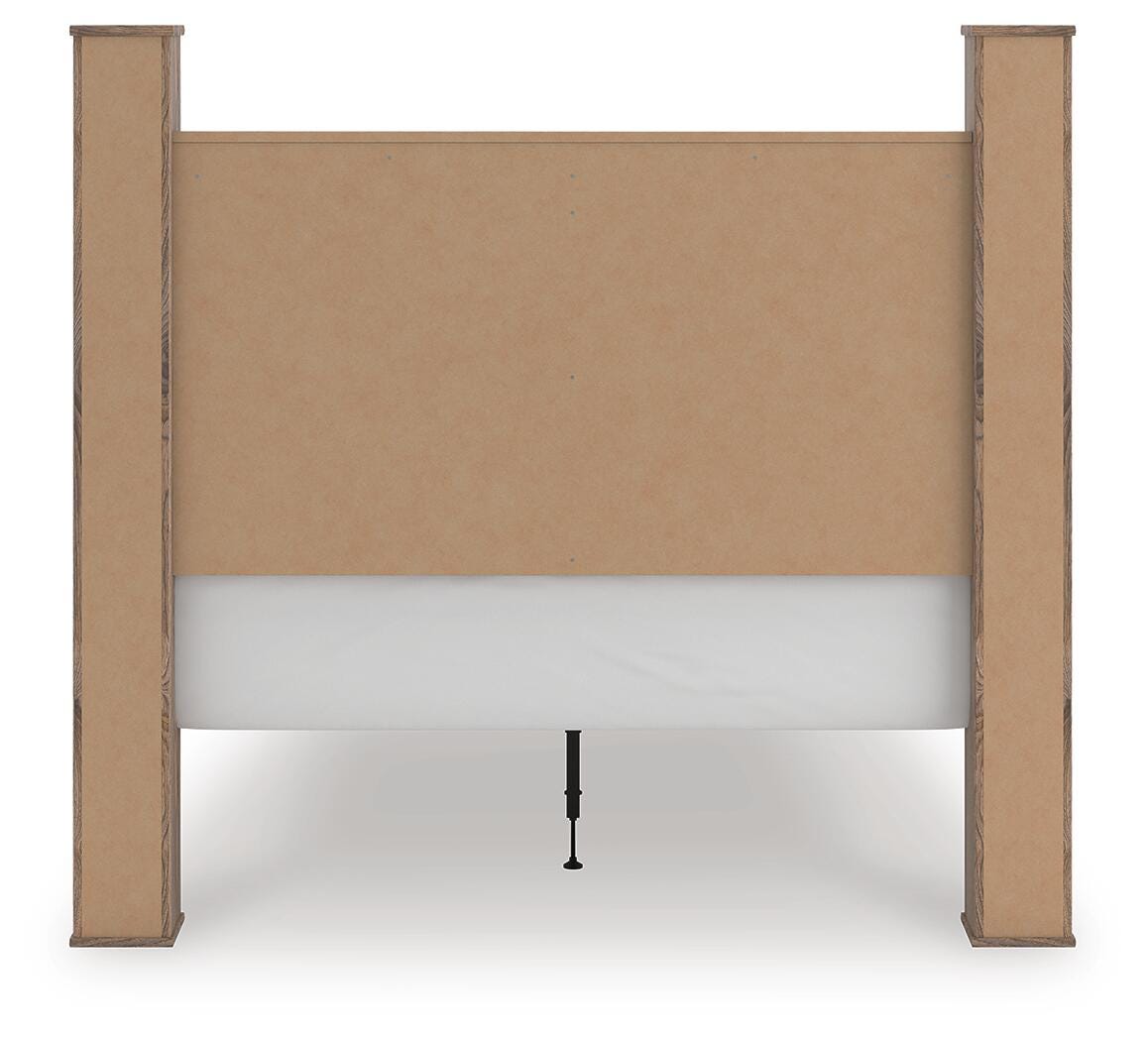 Rusticott Brown Queen Poster Bed, Dresser, Mirror and Nightstand from Ashley - Luna Furniture