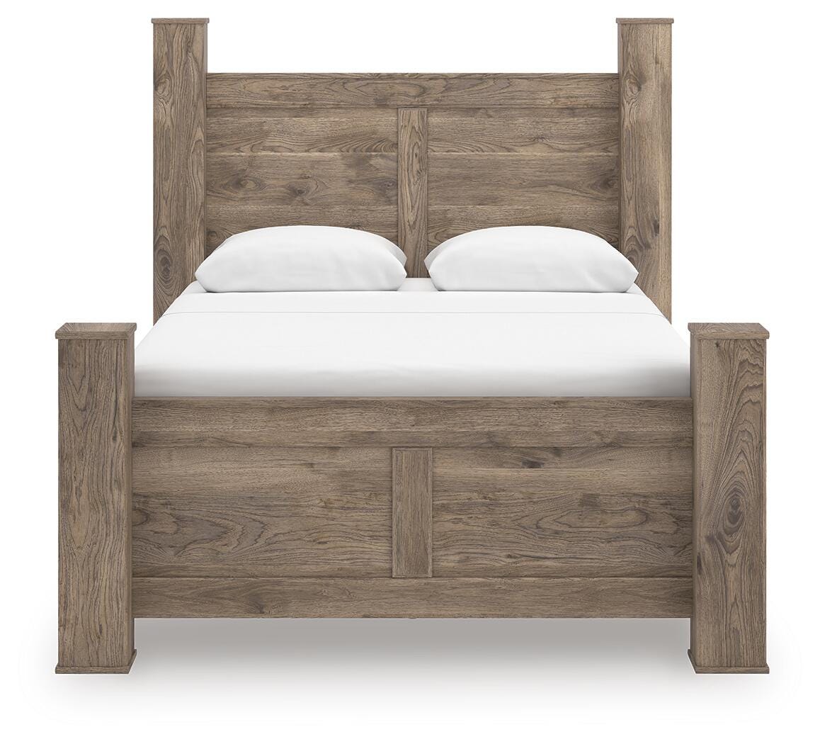 Rusticott Brown Queen Poster Bed, Dresser and Mirror from Ashley Furniture - Luna Furniture