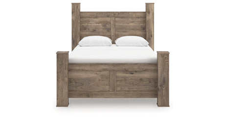 Rusticott Queen Poster Bed with Dresser and Chest in Brown from Ashley - Luna Furniture