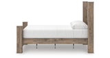 Rusticott Queen Poster Bed with Mirrored Dresser and Nightstand in Brown from Ashley Furniture - Luna Furniture