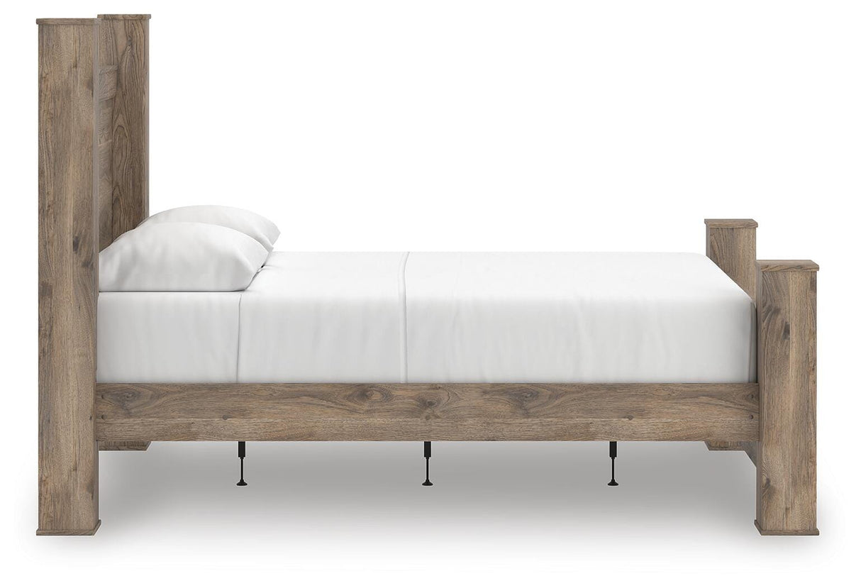Rusticott Brown Queen Poster Bed, Dresser, Mirror and Nightstand from Ashley - Luna Furniture