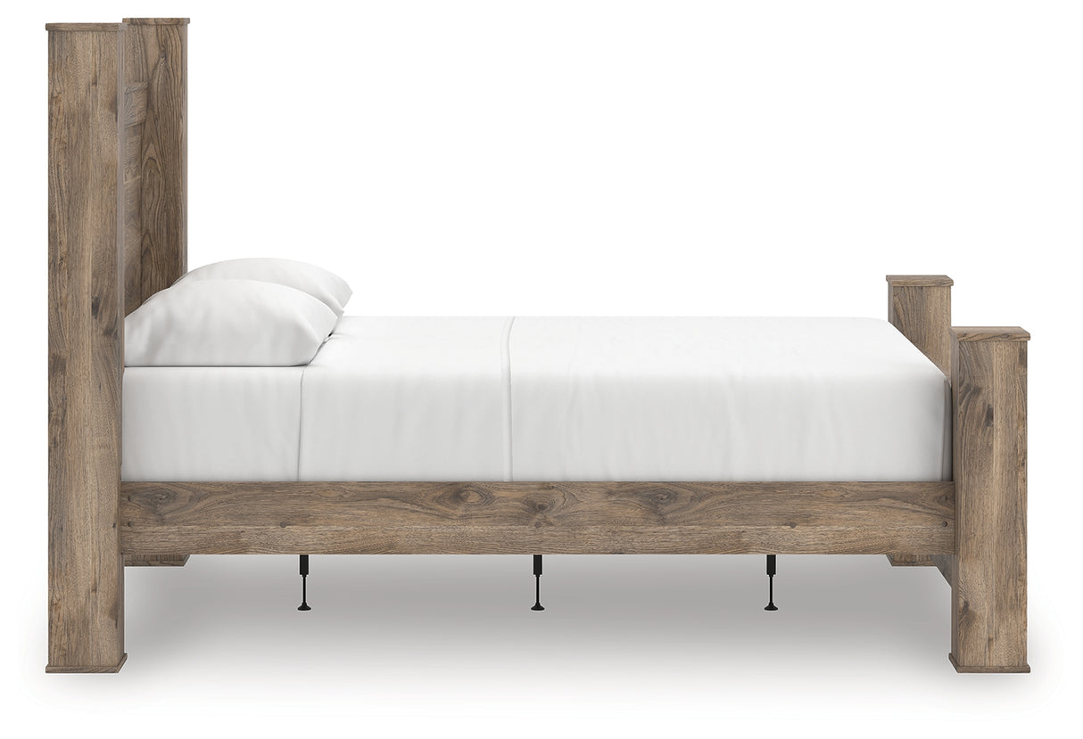 Rusticott Brown Queen Poster Bed, Dresser and Mirror from Ashley Furniture - Luna Furniture