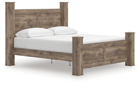 Rusticott Brown King Poster Bed, Dresser and Nightstand from Ashley - Luna Furniture