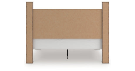 Rusticott California King Poster Bed with Mirrored Dresser in Brown from Ashley - Luna Furniture