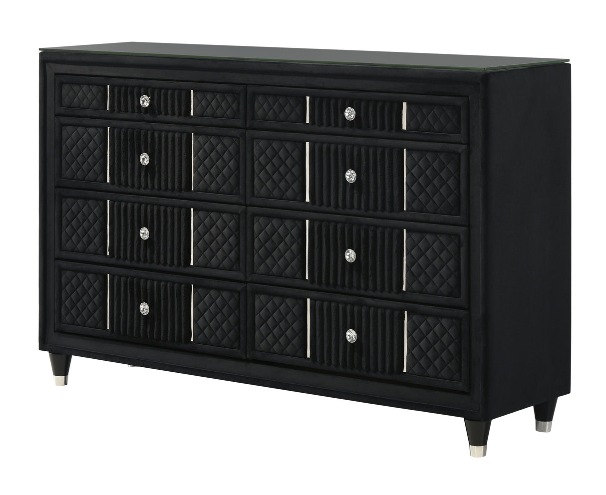 Armany Black Velvet Upholstered Bedroom Set from Crown Mark - Luna Furniture