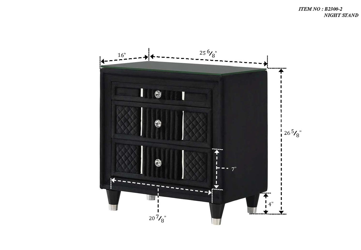 Armany Black Velvet Upholstered Bedroom Set from Crown Mark - Luna Furniture