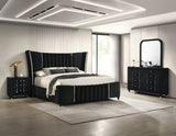 Armany Black Velvet Upholstered Bedroom Set from Crown Mark - Luna Furniture