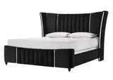 Armany Black Velvet Upholstered King Bed from Crown Mark - Luna Furniture
