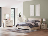 Lawroy Light Natural Storage Panel Bedroom Set with 4 Side Drawers from Ashley - Luna Furniture